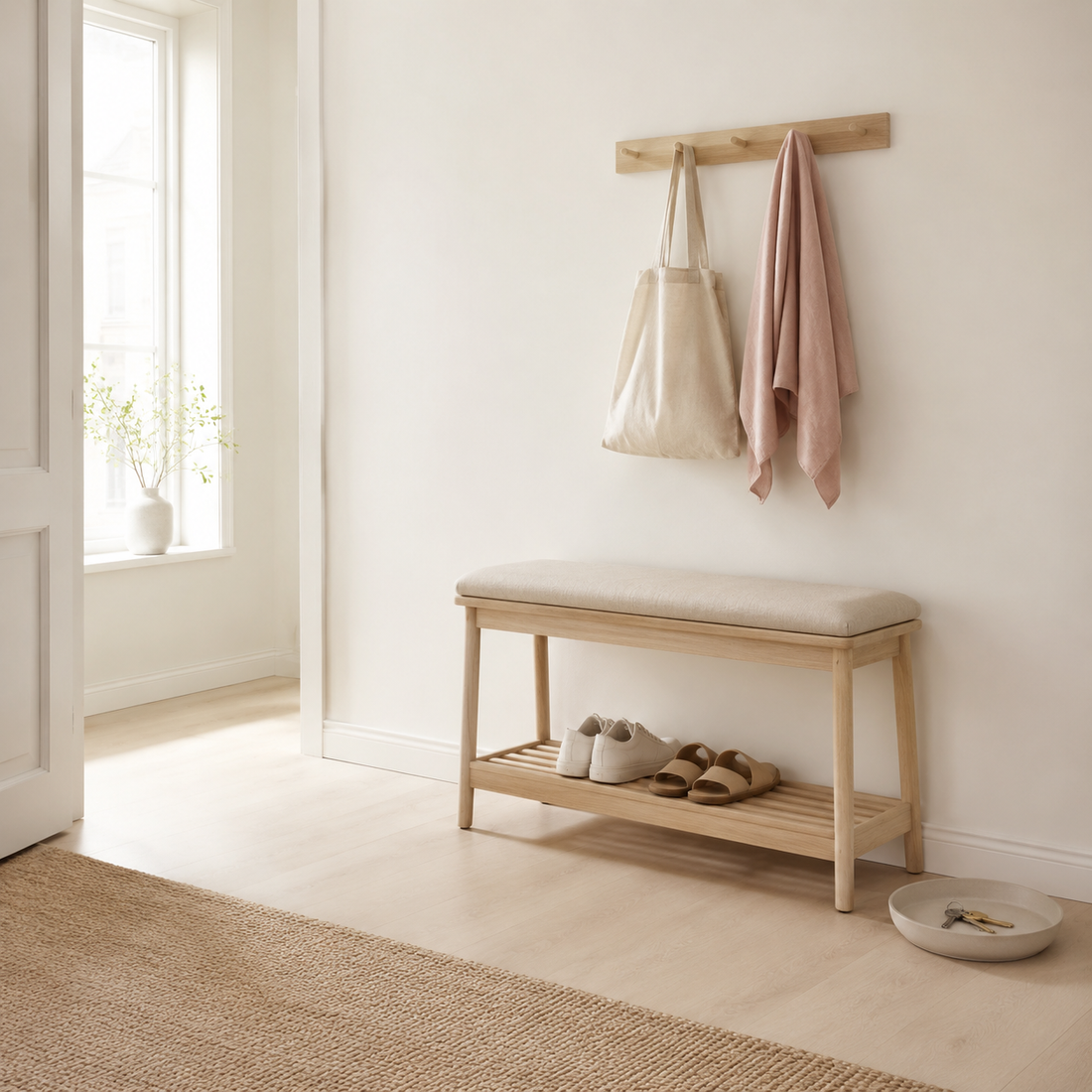 Space-saving apartment entryway organization