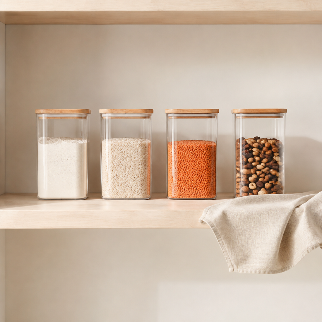 Storage containers for flour rice lentils and dry fruits
