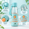 Good Morning 450ml Glass Water Bottle with Soft Fabric Sleeve features