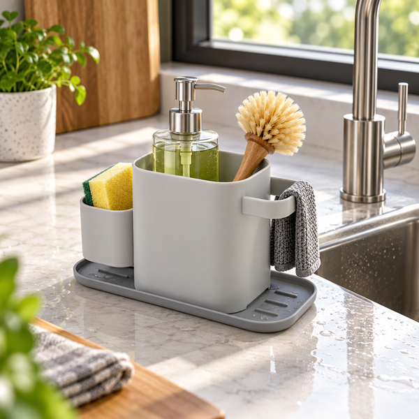3-Compartment Kitchen Sink Organizer with Draining Tray – 21.3cm lifestyle
