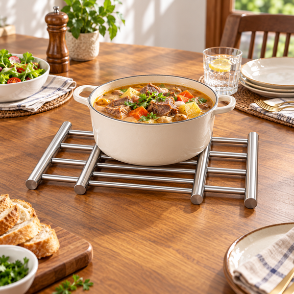 Expandable Double Stainless Steel Hot Pot Trivet lifestyle