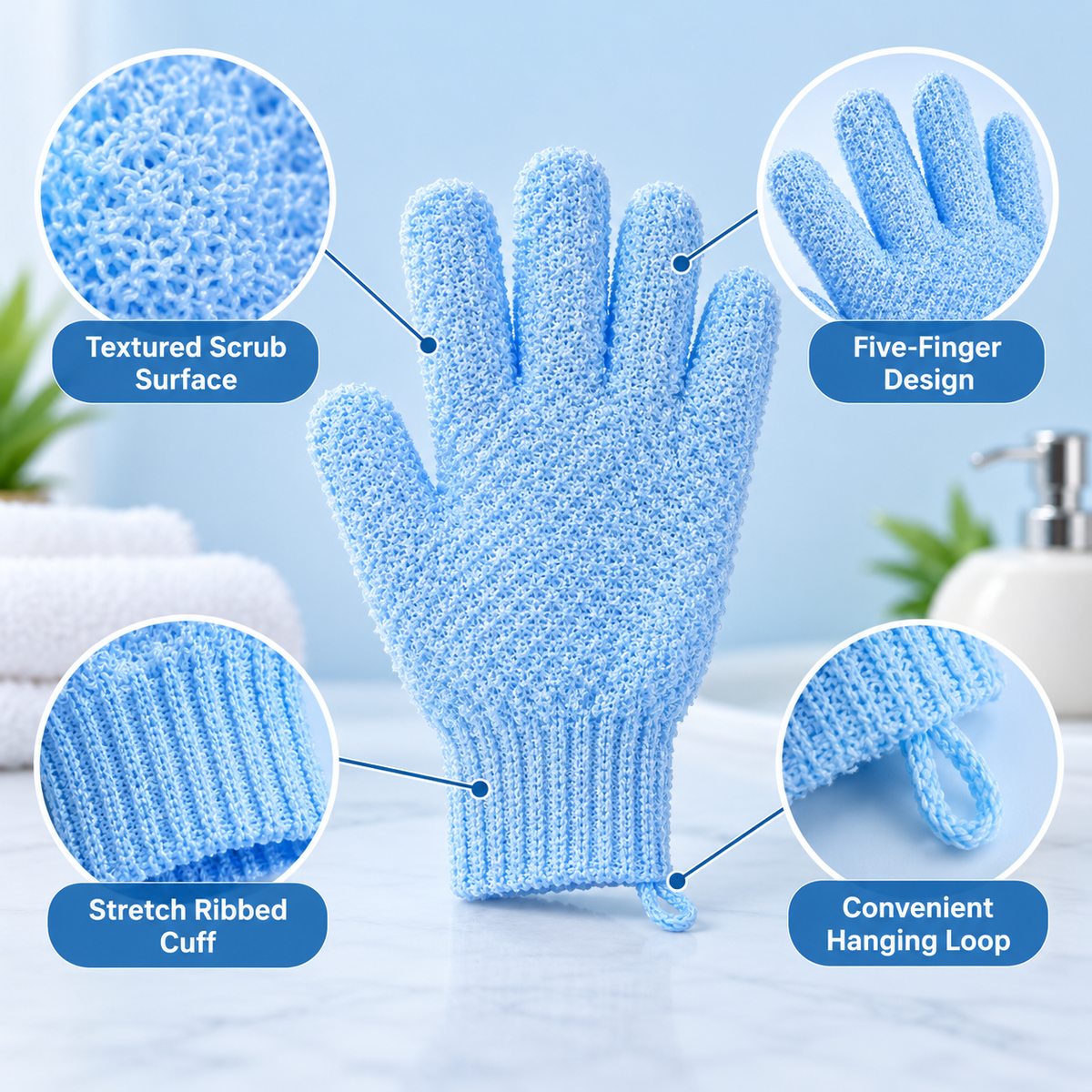 Exfoliating Body Scrub Bath Glove – Single features