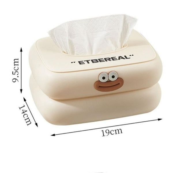 Cute Cartoon Tissue Box Holder – Smiley Face Desktop Napkin Dispenser