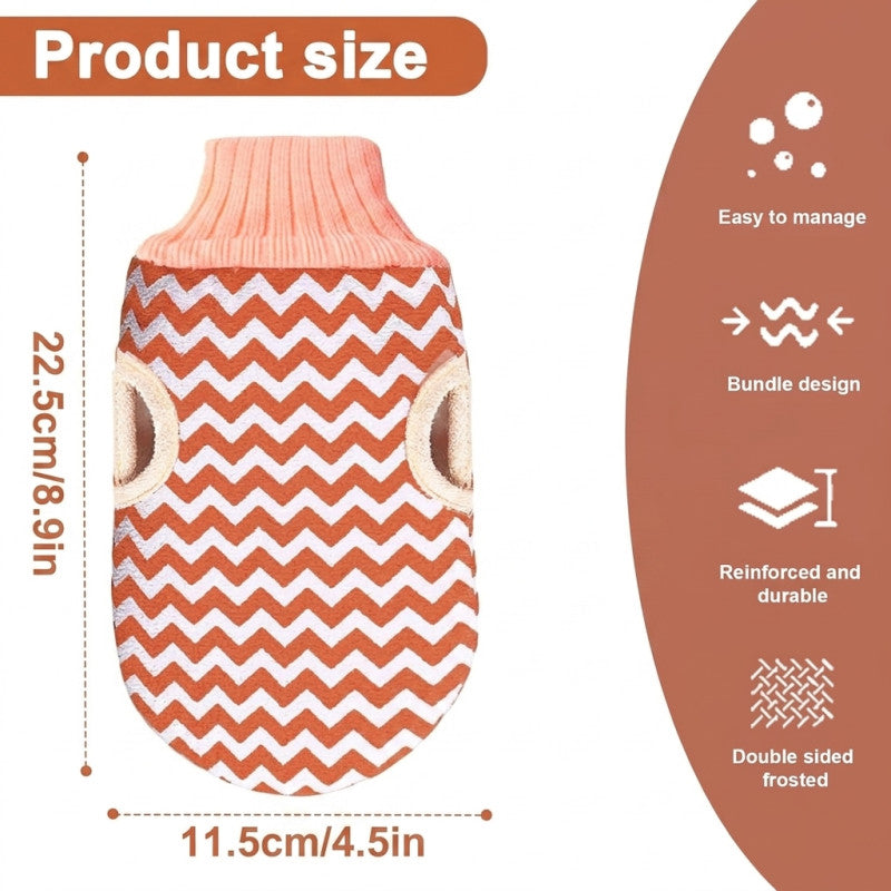 Double-Sided Exfoliating Bath Glove with Hand Grips – Body Scrubber Mitt