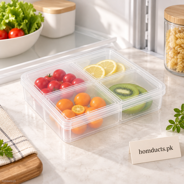 1.5L clear partitioned refrigerator food storage box with lid