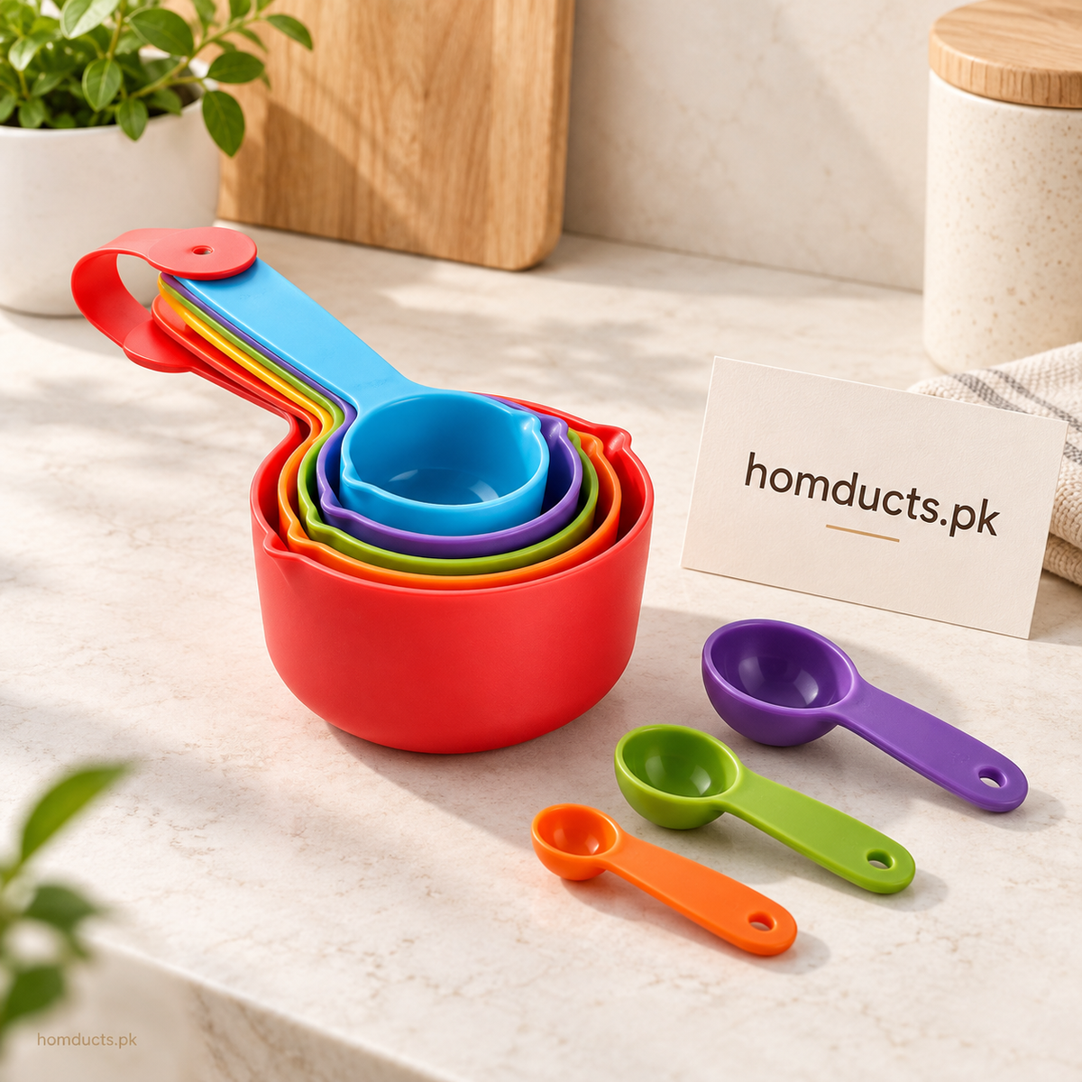 Colorful ten-piece nested measuring cup and spoon set