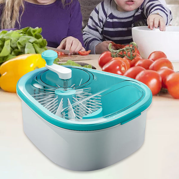 Hands-Free Fruit and Vegetable Washer with Manual Crank – Automatic Spin Cleaning Bowl for Kitchen