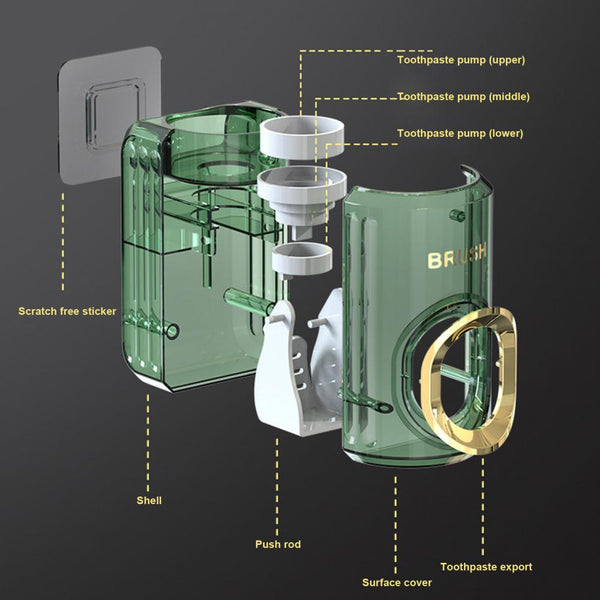 Luxury Automatic Toothpaste Dispenser – Wall Mounted Acrylic Brush Holder