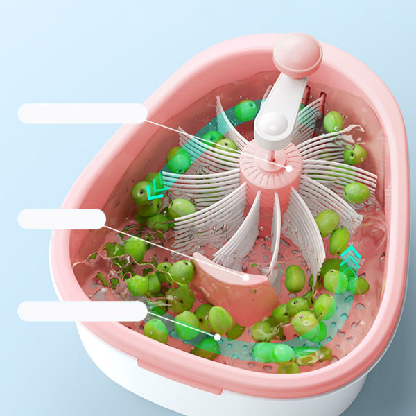 Hands-Free Fruit and Vegetable Washer with Manual Crank – Automatic Spin Cleaning Bowl for Kitchen