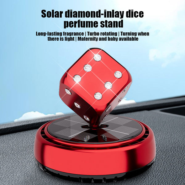 Crystal Dice Car Solar Fragrance Diffuser – Rotating Dashboard Air Freshener