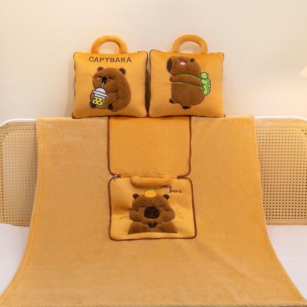 3-in-1 Cartoon Cushion Blanket – Plush Pillow & Travel Blanket