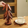 Wooden Tree-Shaped Coaster Set – Creative Foldable Heat-Resistant Table Decor Stand