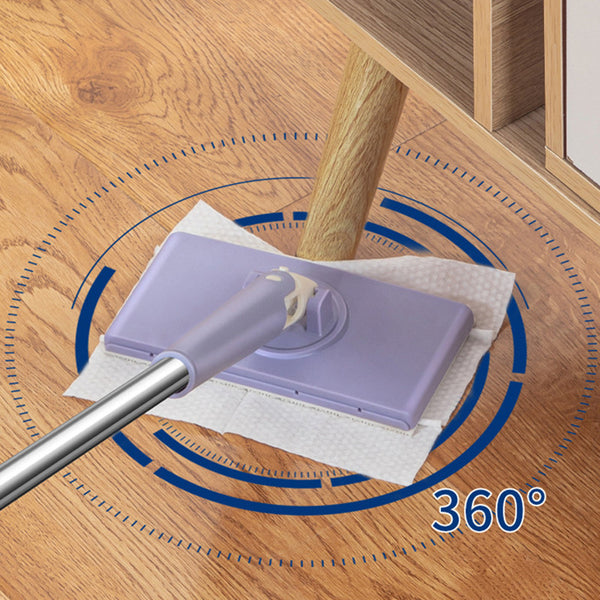 Flat Microfiber Floor Mop with Reusable Cleaning Pads – 360° Rotating Dust Mop for Hardwood, Tile & Laminate Floors