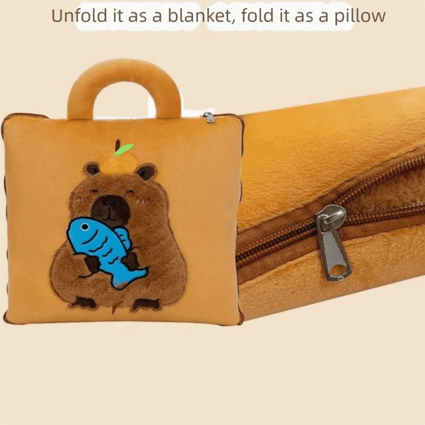 3-in-1 Cartoon Cushion Blanket – Plush Pillow & Travel Blanket