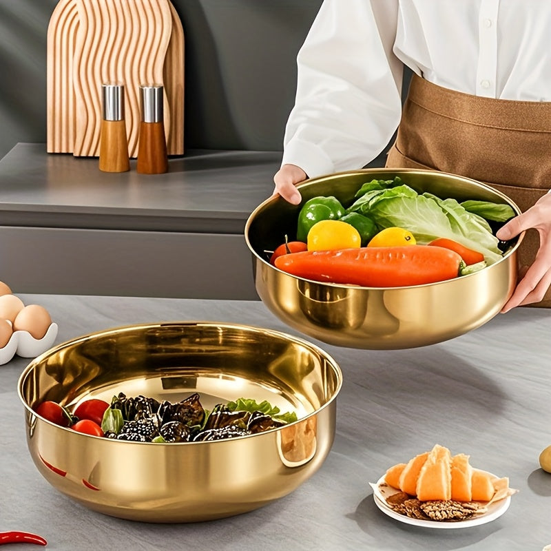 Premium Gold Stainless Steel Food Storage Bowl with Transparent Airtight Lid – Multipurpose Kitchen Serving Container
