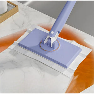 Flat Microfiber Floor Mop with Reusable Cleaning Pads – 360° Rotating Dust Mop for Hardwood, Tile & Laminate Floors