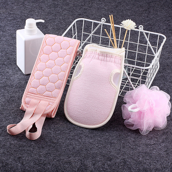 Luxury Exfoliating Bath Set – Back Scrubber, Loofah & Body Glove