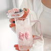 Square Glass Tumbler with Double  Bows & Straw – Elegant Drinkware