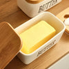 Ceramic Butter Dish with Wooden Lid & Knife Holder