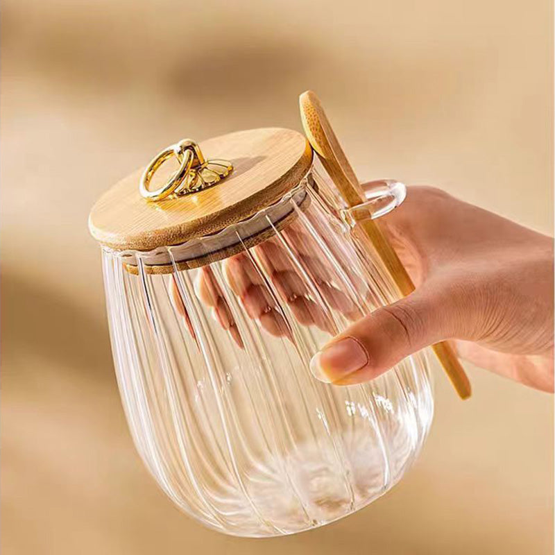 Glass Storage Jar Set with Bamboo Lids & Spoons – Sugar, Coffee & Spice Containers