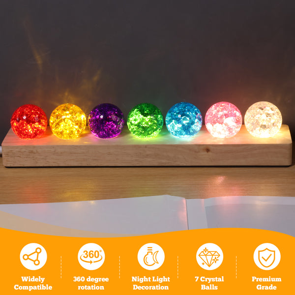 Luxury Crystal LED Globe Lamp – 7 Color Decorative Light on Wooden Base