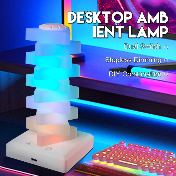 Luxury RGB Modular Ambient Desk Lamp – USB Rechargeable, Multi-Color Mood Light