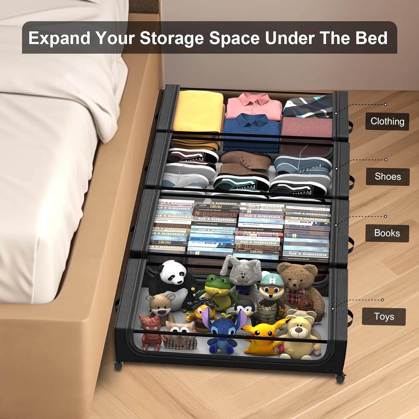 Premium Under Bed Storage Box with Wheels – Large Capacity Dustproof Organizer
