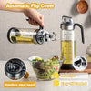 Transparent Oil Dispenser Bottle with Handle – Leakproof Glass Olive Oil & Vinegar Container with Measurement Markings for Kitchen Use