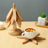 Wooden Tree-Shaped Coaster Set – Creative Foldable Heat-Resistant Table Decor Stand