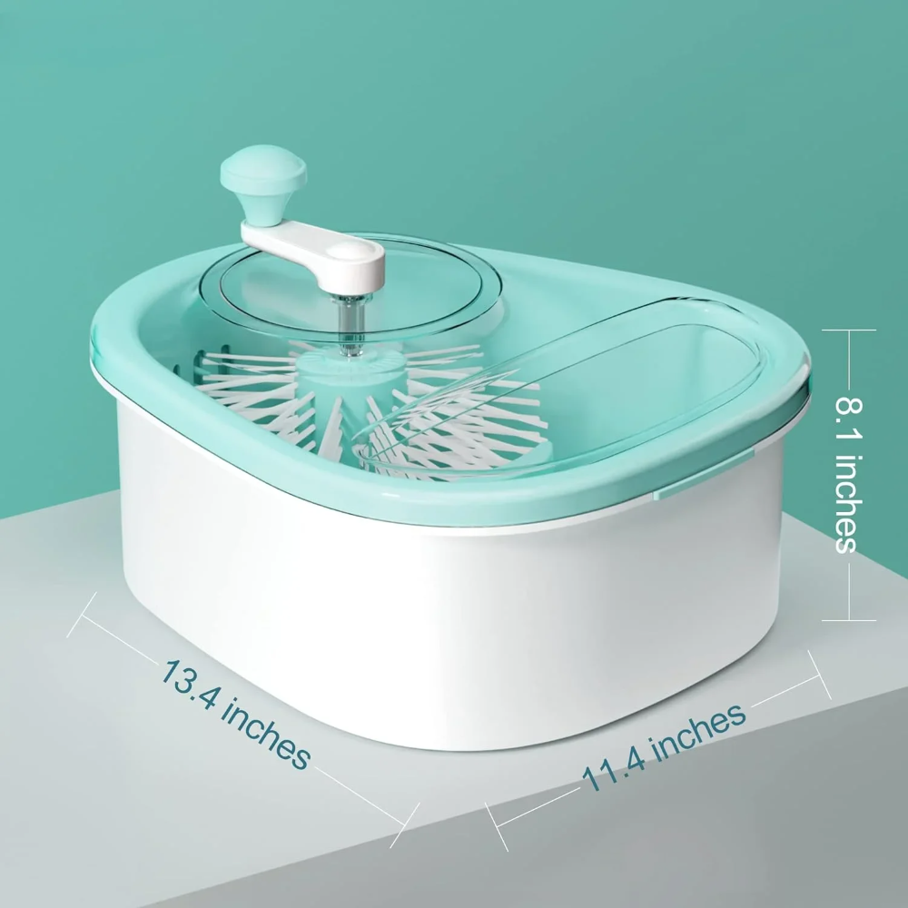 Hands-Free Fruit and Vegetable Washer with Manual Crank – Automatic Spin Cleaning Bowl for Kitchen