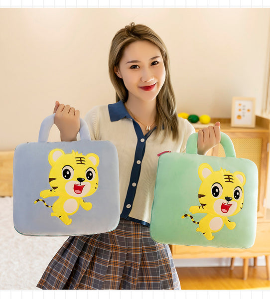 3-in-1 Cartoon Cushion Blanket – Plush Pillow & Travel Blanket