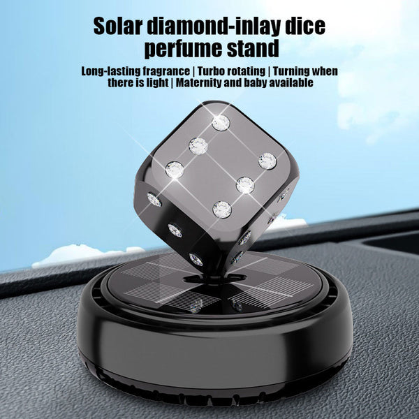 Crystal Dice Car Solar Fragrance Diffuser – Rotating Dashboard Air Freshener