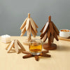 Wooden Tree-Shaped Coaster Set – Creative Foldable Heat-Resistant Table Decor Stand