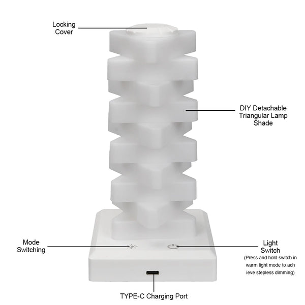 Luxury RGB Modular Ambient Desk Lamp – USB Rechargeable, Multi-Color Mood Light