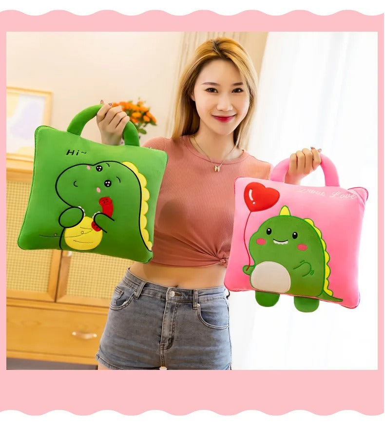 3-in-1 Cartoon Cushion Blanket – Plush Pillow & Travel Blanket