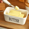 Ceramic Butter Dish with Wooden Lid & Knife Holder