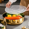Premium Gold Stainless Steel Food Storage Bowl with Transparent Airtight Lid – Multipurpose Kitchen Serving Container