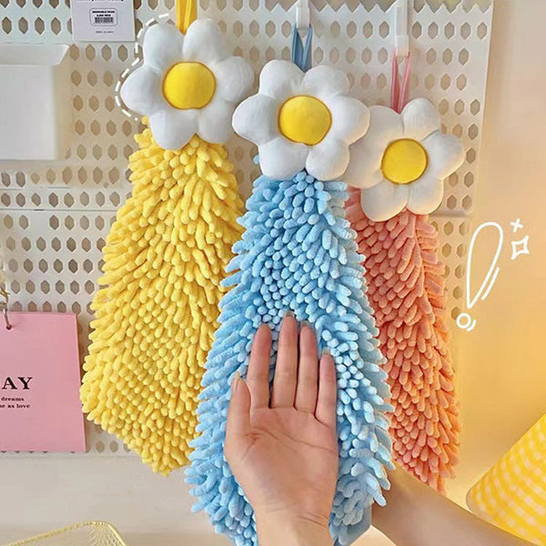 Floral Daisy Hanging Microfiber Hand Towel