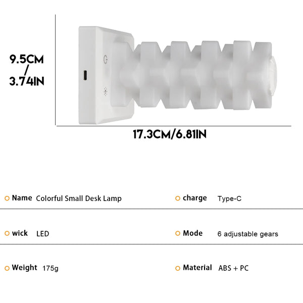 Luxury RGB Modular Ambient Desk Lamp – USB Rechargeable, Multi-Color Mood Light