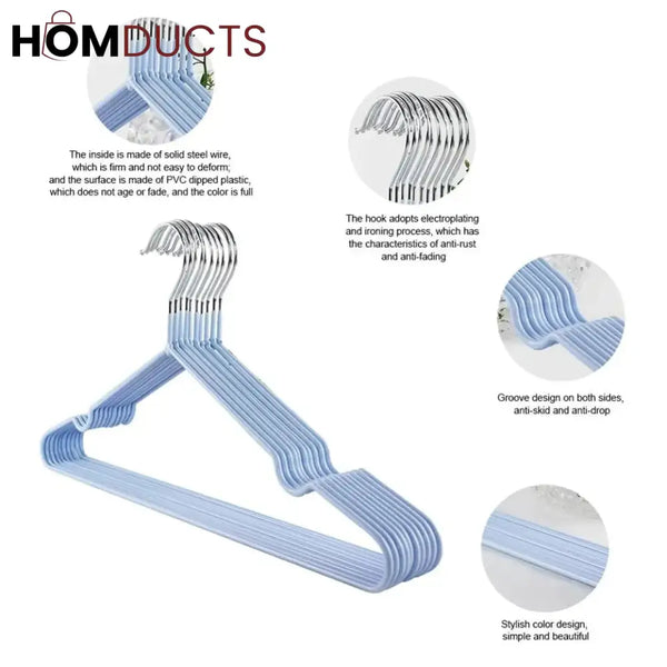 10Pcs Nonslip Metal Clothes Hanger
