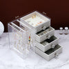 Acrylic Jewelry Organizer Box with Drawers and Earring Holder – Clear Storage Case for Rings, Watches & Accessories