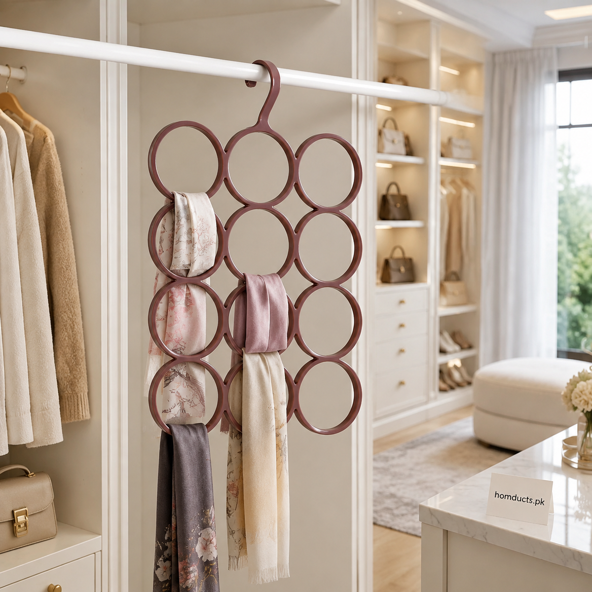 12-ring multipurpose scarf and accessories hanger