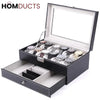 12 Slots Double Layer Pu Leather Watch Storage Box J & C Organizer