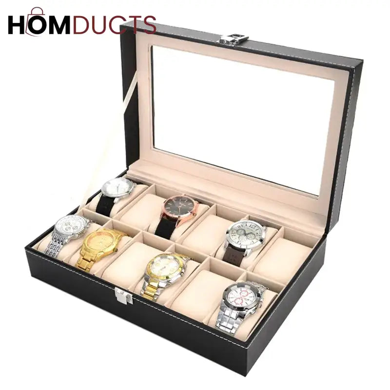 12 Slots Leather Watch Organizer J & C