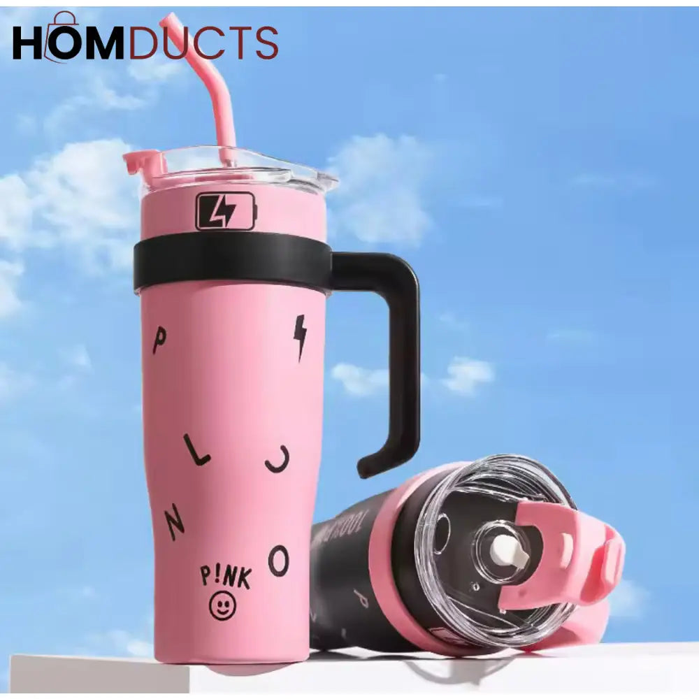 1200ml Stainless Steel Insulated Tumbler with Steel Straw | Large Capacity Water Bottle for Travel