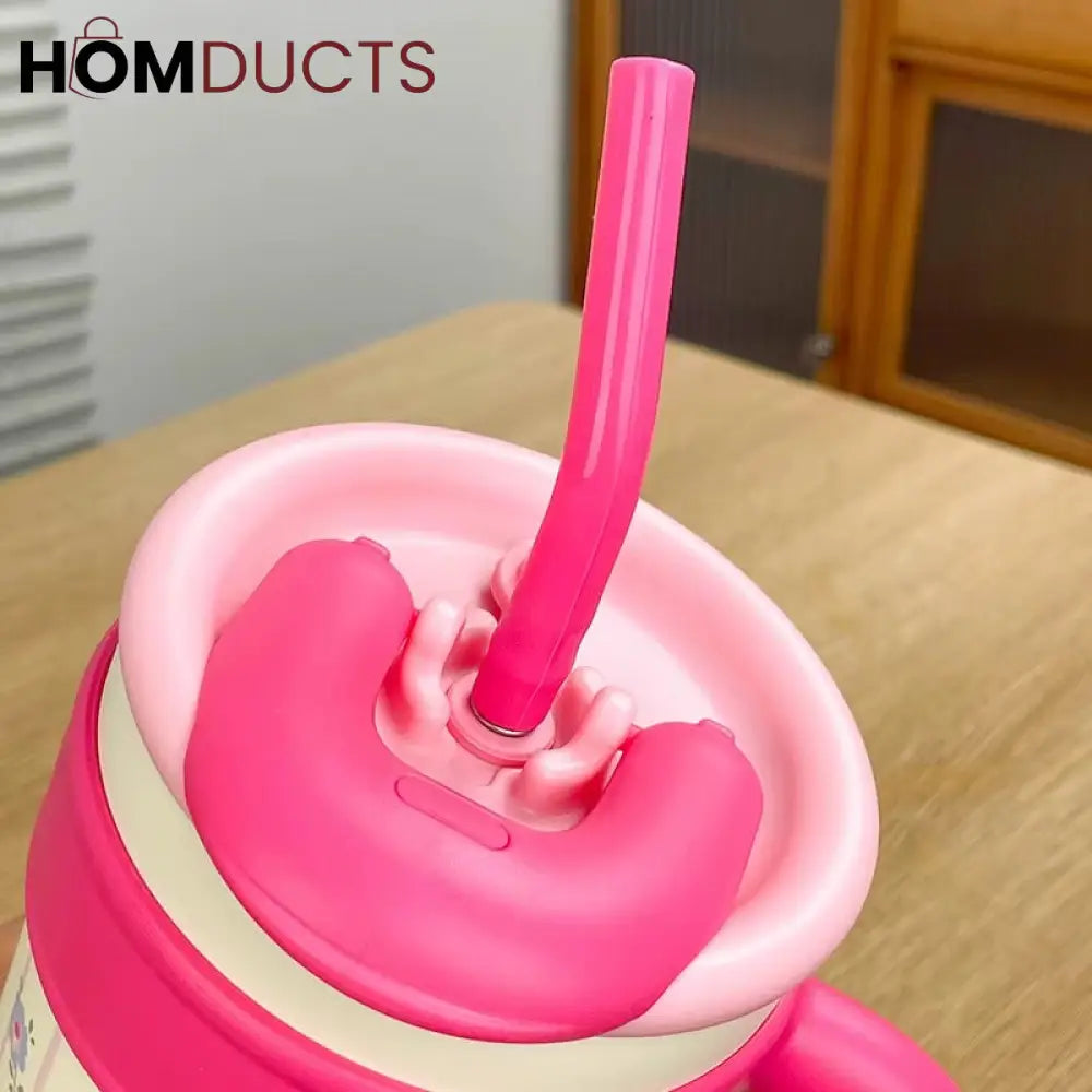 1200ml Stainless Steel Tumbler Mug with Straw Handle - Large Water Bottle