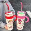 1200ml Stainless Steel Tumbler Mug with Straw Handle - Large Water Bottle