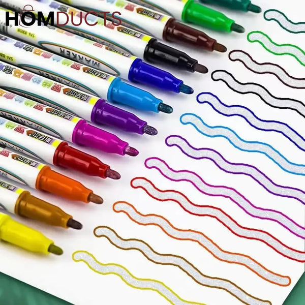 12Pcs Double Line Outline Art Marker Highlighter