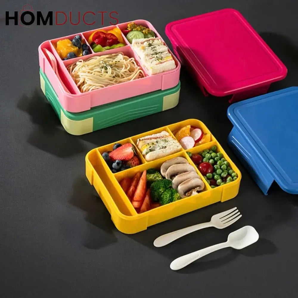 1300ML Portable Microwave Safe Lunch Box with Utensils & Sauce Container - Ideal for School & Office