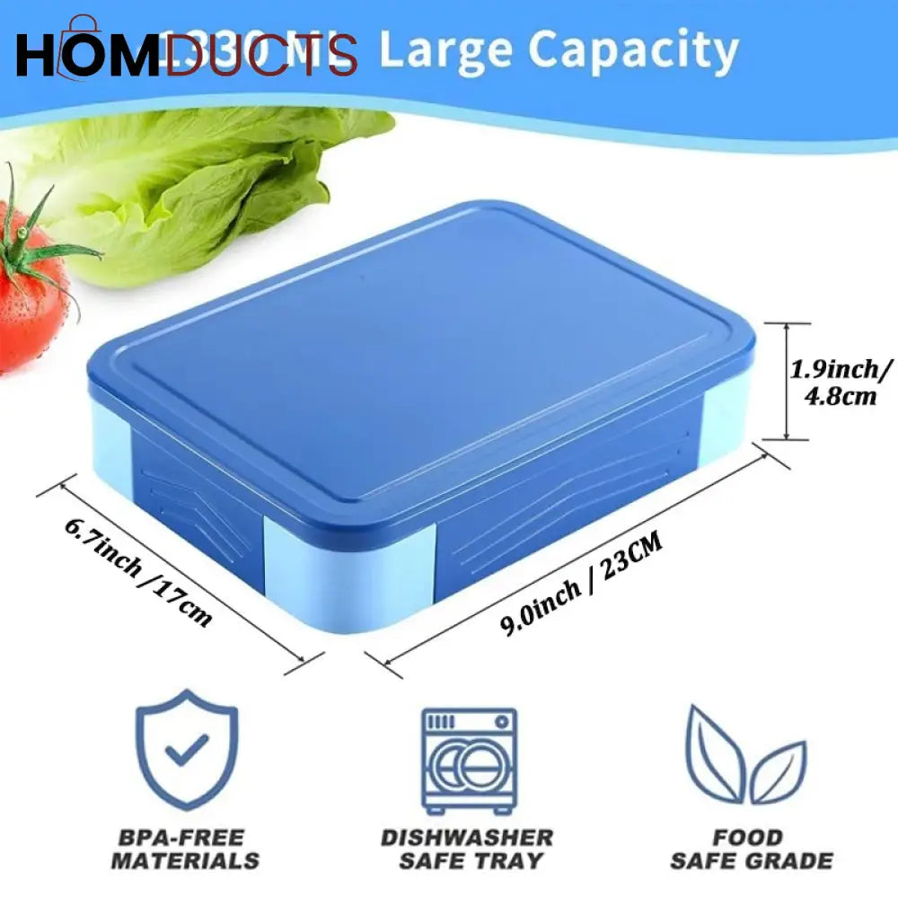 1300ML Portable Microwave Safe Lunch Box with Utensils & Sauce Container - Ideal for School & Office